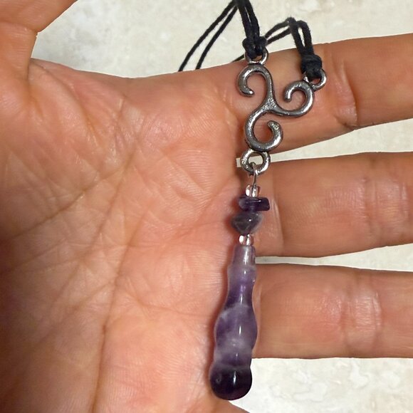 2/$20, Natural Purple Amethyst Lariat Cord Necklace, Genuine Gemstone Necklace - Picture 9 of 10